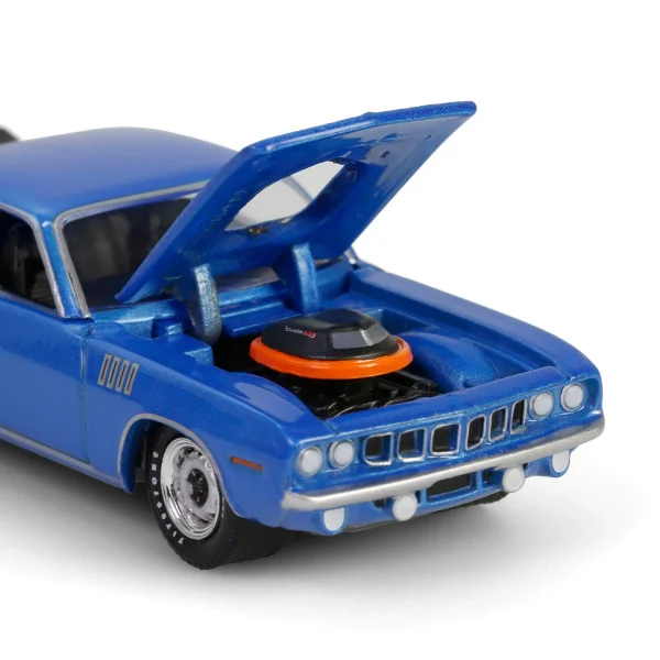 Manufacturer_Greenlight Collectibles Cars & Suvs<1/64 1971 Plymouth 'Cuda 440 6bbl Shaker, B5 Blue, 'Cuda 60th Anniversary, Anniversary Collection Series 17