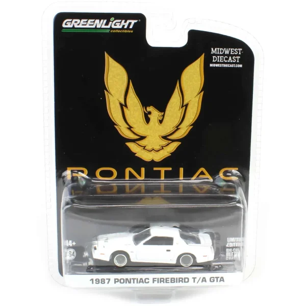 Manufacturer_Greenlight Collectibles Cars & Suvs<1/64 1987 Pontiac Firebird T/A GTA, White with Silver Rims, Midwest Diecast Exclusive
