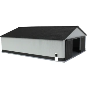 Outback Toys 3D Print & Small Accessories<1/64 "The Professional" Gray/Black 60ft x 80ft Machine & Farm Shed w/ Sliding Doors, 3D Printed