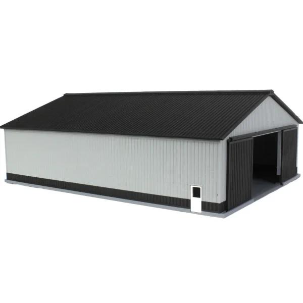 Outback Toys 3D Print & Small Accessories<1/64 "The Professional" Gray/Black 60ft x 80ft Machine & Farm Shed w/ Sliding Doors, 3D Printed