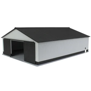 Outback Toys 3D Print & Small Accessories<1/64 "The Professional" Gray/Black 60ft x 80ft Machine & Farm Shed w/ Sliding Doors, 3D Printed