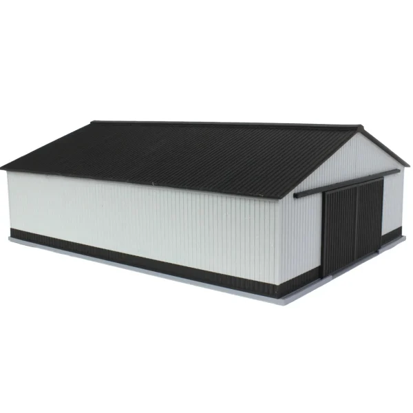 Outback Toys 3D Print & Small Accessories<1/64 "The Professional" Gray/Black 60ft x 80ft Machine & Farm Shed w/ Sliding Doors, 3D Printed