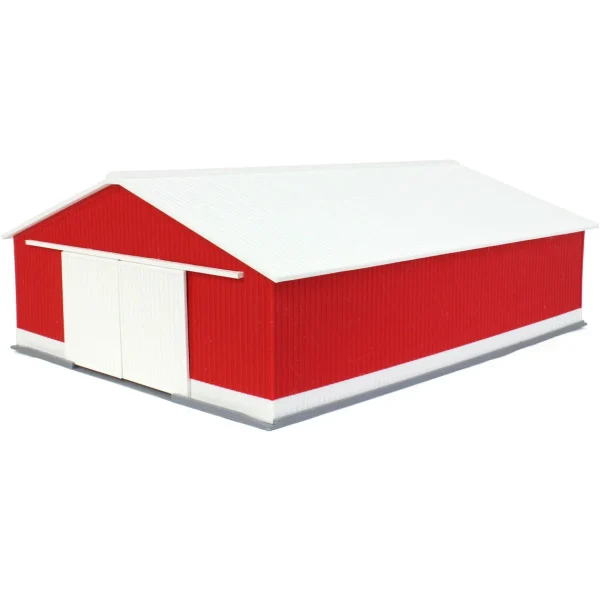 Outback Toys 3D Print & Small Accessories<1/64 "The Professional" Red/White 60ft x 80ft Machine & Farm Shed, 3D Printed