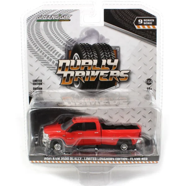 Manufacturer_Greenlight Collectibles Pickup Trucks<1/64 2021 RAM 3500 Dually, Longhorn Edition, Flame Red