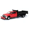Manufacturer_Greenlight Collectibles Dump Trucks<1/64 2018 Ram 3500 Dually, Red with Black Dump Bed & Plow, Outback Toys Exclusive