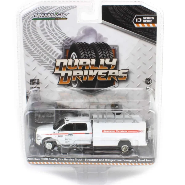 Manufacturer_Greenlight Collectibles Pickup Trucks<1/64 2018 Ram 3500 Firestone & Bridgestone Tire Road Service Truck, Dually Drivers Series 13