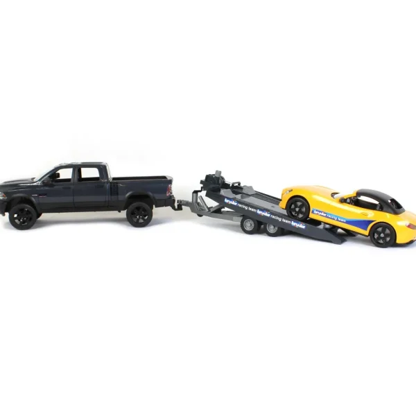 Manufacturer_Bruder Toys Pickup Trucks<1/16 RAM 2500 Pickup with Yellow Racing Team Roadster by Bruder