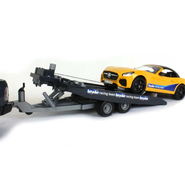 Manufacturer_Bruder Toys Pickup Trucks<1/16 RAM 2500 Pickup with Yellow Racing Team Roadster by Bruder