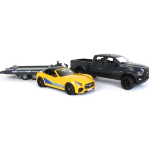 Manufacturer_Bruder Toys Pickup Trucks<1/16 RAM 2500 Pickup with Yellow Racing Team Roadster by Bruder