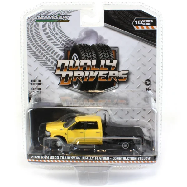 Manufacturer_Greenlight Collectibles Pickup Trucks<1/64 2020 RAM 3500 Tradesman Dually Flatbed, Construction Yellow, Dually Drivers Series 10