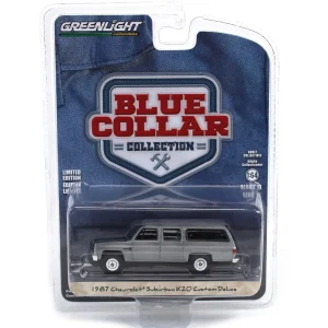 Manufacturer_Greenlight Collectibles Cars & Suvs<Raw Chase Unit ~ 1/64 1987 Chevrolet Suburban K20 Custom Deluxe, Construction Yellow, Blue Collar Series 13