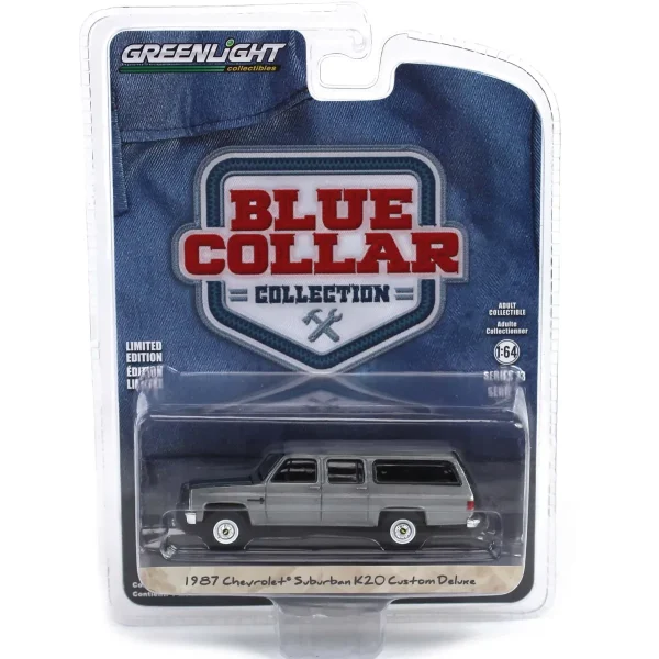 Manufacturer_Greenlight Collectibles Cars & Suvs<Raw Chase Unit ~ 1/64 1987 Chevrolet Suburban K20 Custom Deluxe, Construction Yellow, Blue Collar Series 13