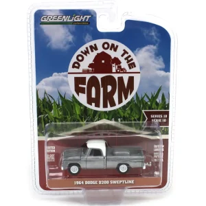 Manufacturer_Greenlight Collectibles Pickup Trucks<Raw Chase Unit ~ 1/64 1964 Dodge D-200 Sweptline, Turf Green & White, Down on the Farm Series 10