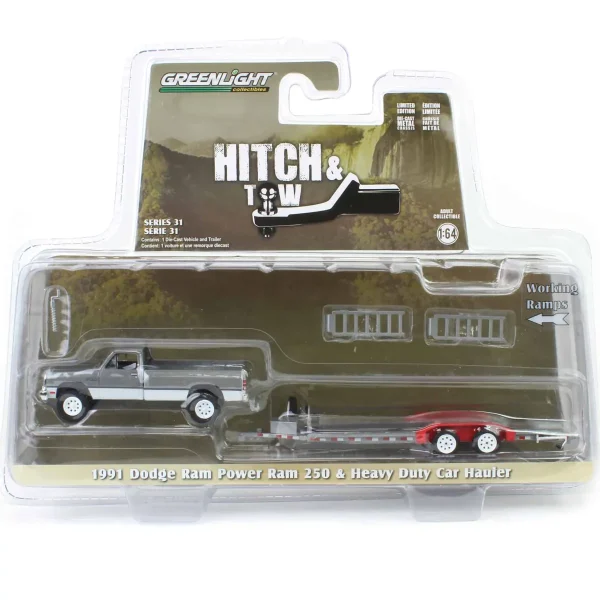 Manufacturer_Greenlight Collectibles Cars & Suvs | Pickup Trucks<Raw Chase Unit ~ 1/64 1991 Dodge Ram Power Ram 250 with Heavy Duty Car Hauler, Hitch & Tow Series 31
