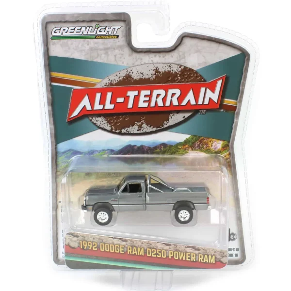 Manufacturer_Greenlight Collectibles Cars & Suvs | Pickup Trucks<Raw Chase Unit ~ 1/64 1992 Dodge Ram D250 Power Ram Lifted with Rollbar, Sterling Silver, All-Terrain Series 16
