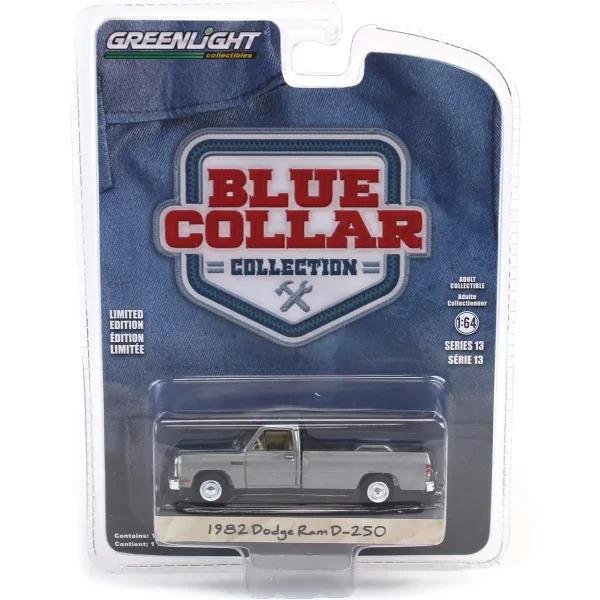 Manufacturer_Greenlight Collectibles Pickup Trucks<Raw Chase Unit ~ 1/64 1982 Dodge Ram D-250, DOT Orange, Blue Collar Series 13