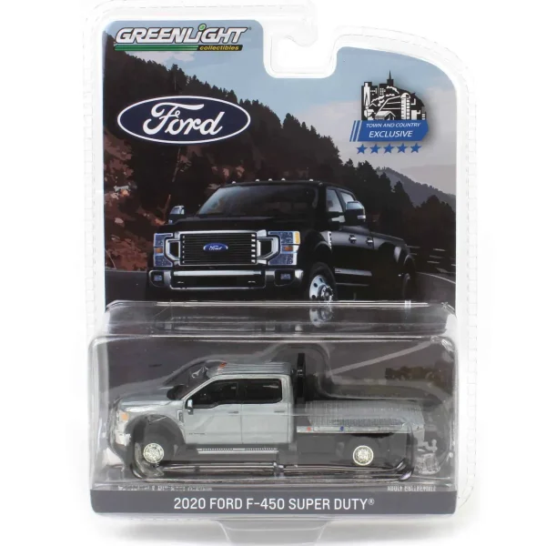 Manufacturer_Greenlight Collectibles Lowboys & Flatbeds | Pickup Trucks<Raw Chase Unit ~ 1/64 2020 Ford F-450 XLT Super Duty Dually Flatbed, Oxford White, Town & Country Exclusive