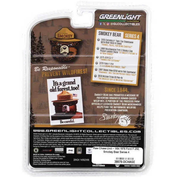 Manufacturer_Greenlight Collectibles Cars & Suvs | Pickup Trucks<Raw Chase Unit ~ 1/64 1976 Ford F-250, Smokey Bear Series 4