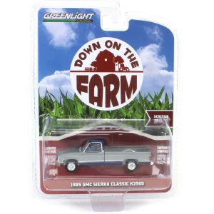 Manufacturer_Greenlight Collectibles Pickup Trucks<Raw Chase Unit ~ 1/64 1985 GMC Sierra Classic K2500 Silver & Midnight Blue, Down on the Farm Series 9