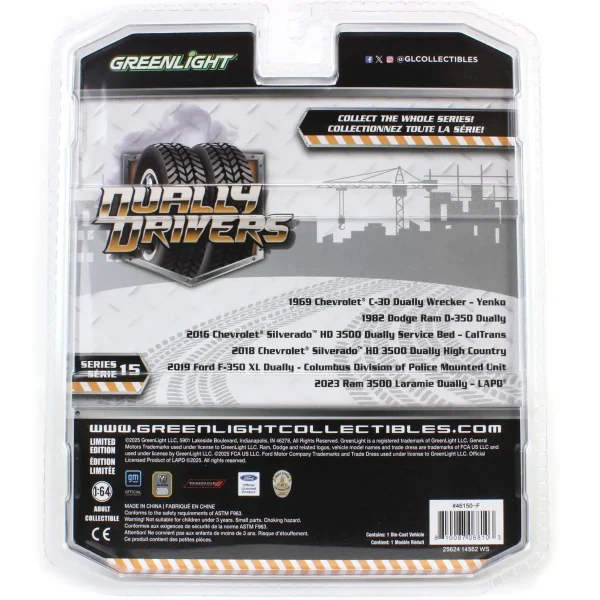 Manufacturer_Greenlight Collectibles Cars & Suvs | Emergency Vehicles<Raw Chase Unit ~ 1/64 2023 Ram 3500 Laramie Dually, Los Angeles Police Department, Dually Drivers Series 15