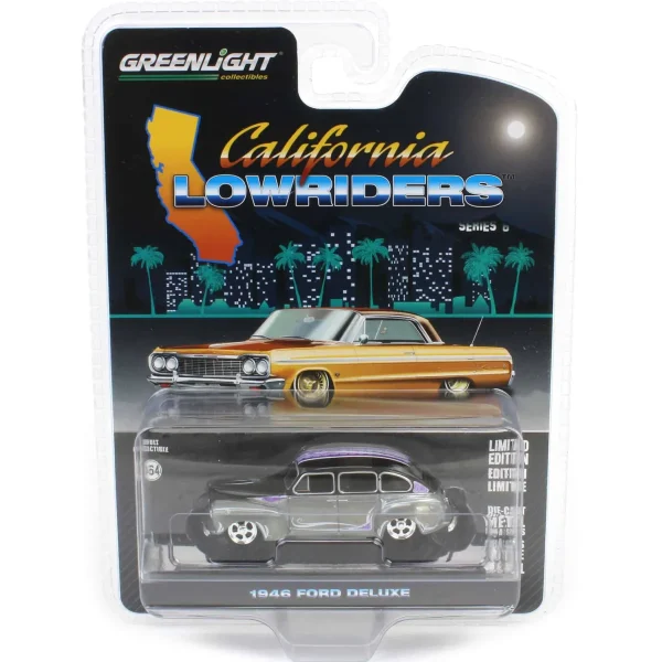 Manufacturer_Greenlight Collectibles Cars & Suvs<Raw Pinstriped Chase ~ 1/64 1946 Ford Fordor Super Deluxe, Dark Purple Metallic & Black Two-Tone, California Lowriders Series 6