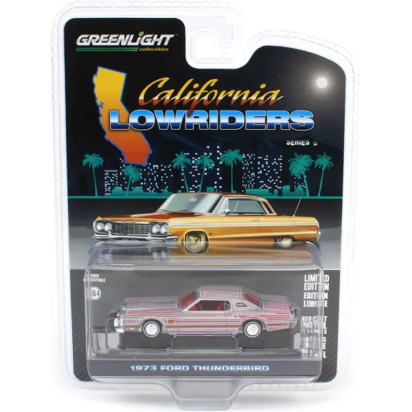 Manufacturer_Greenlight Collectibles Cars & Suvs<Raw Pinstriped Chase ~ 1/64 1973 Ford Thunderbird, Red Custom, California Lowriders Series 6