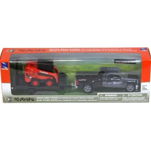 Manufacturer_New Ray Toys Inc. Pickup Trucks<1/43rd Chevy Pickup with Kubota SSV65 Skid Steer on a Trailer