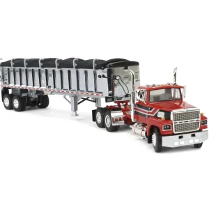 Manufacturer_DCP by First Gear Dump Trucks<1/64 Red & Black Ford LTL 9000 Day Cab w/ East End Dump Trailer, DCP by First Gear