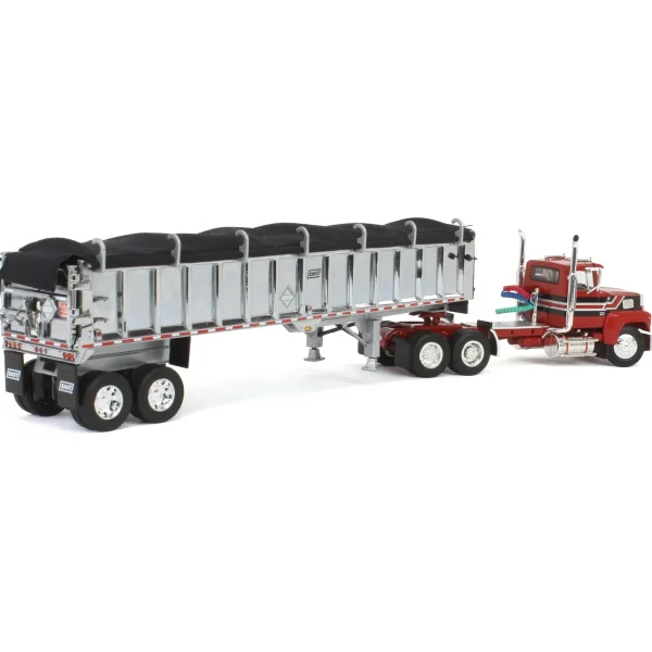 Manufacturer_DCP by First Gear Dump Trucks<1/64 Red & Black Ford LTL 9000 Day Cab w/ East End Dump Trailer, DCP by First Gear