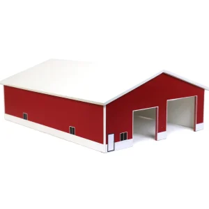 Outback Toys Wooden Barns & Large Accessories<1/64 Red & White 2 Door 60ft x 80ft Wooden Tractor or Truck Shop