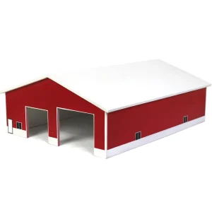 Outback Toys Wooden Barns & Large Accessories<1/64 Red & White 2 Door 60ft x 80ft Wooden Tractor or Truck Shop