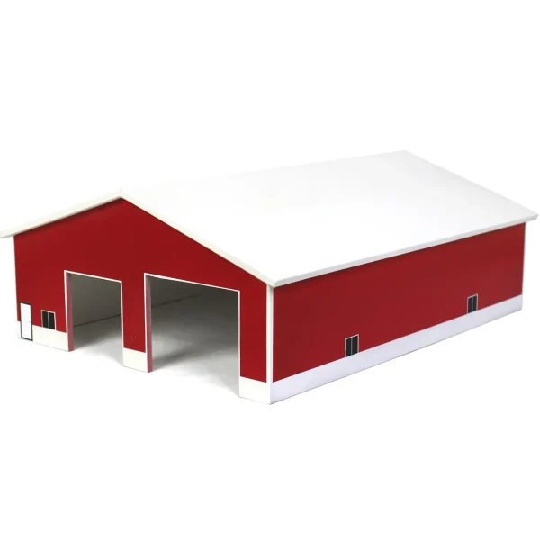 Outback Toys Wooden Barns & Large Accessories<1/64 Red & White 2 Door 60ft x 80ft Wooden Tractor or Truck Shop