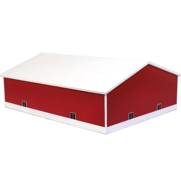 Outback Toys Wooden Barns & Large Accessories<1/64 Red & White 2 Door 60ft x 80ft Wooden Tractor or Truck Shop