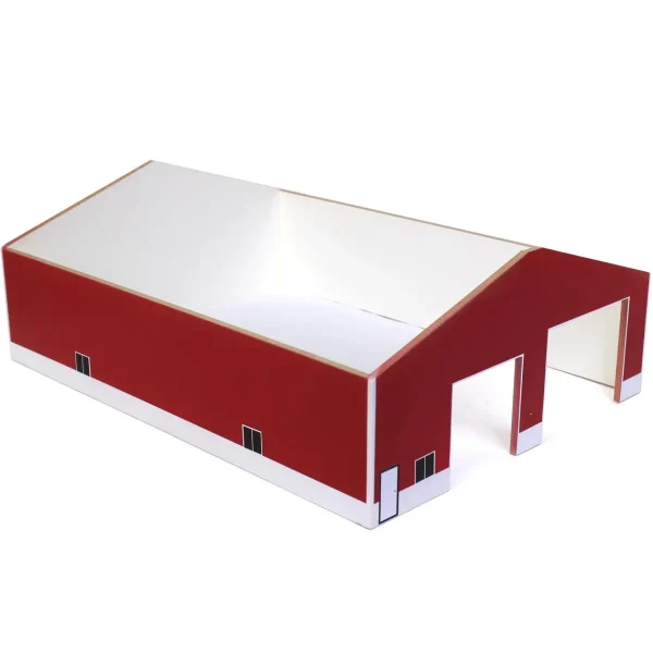 Outback Toys Wooden Barns & Large Accessories<1/64 Red & White 2 Door 60ft x 80ft Wooden Tractor or Truck Shop