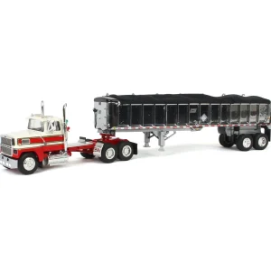 Manufacturer_DCP by First Gear Dump Trucks<1/64 Red & White Ford LTL 900 with East End Dump Trailer, DCP by First Gear