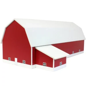 Outback Toys Wooden Barns & Large Accessories<1/64 Red & White 60ft x 120ft Wooden Dairy Barn with Milk House
