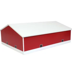 Outback Toys Wooden Barns & Large Accessories<1/64 Red & White 60ft x 80ft Wooden Implement Shed