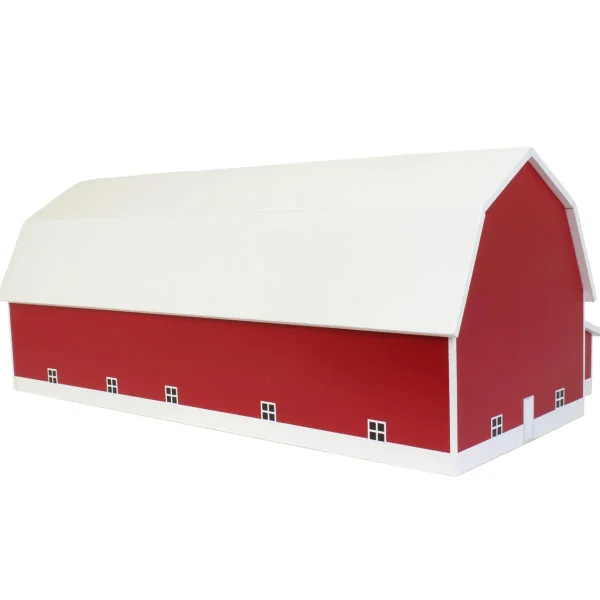 Outback Toys Wooden Barns & Large Accessories<1/64 Red & White 60ft x 120ft Wooden Dairy Barn with Milk House