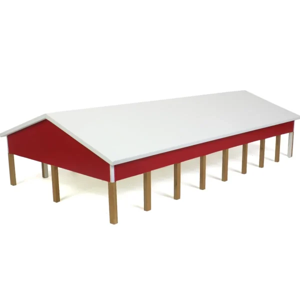 Outback Toys Wooden Barns & Large Accessories<1/64 Red & White 50ft x 100ft Wooden Hay & Implement Shed