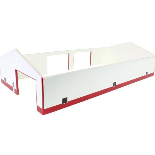 Outback Toys Wooden Barns & Large Accessories<1/64 Red & White 60ft x 120ft Wooden Implement Shed with Double Side Doors