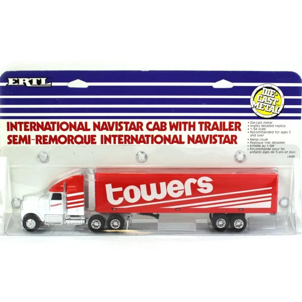 Manufacturer_ERTL Box Trucks & Trailers<1/64 Red & White International Navistar Cab with Trailer - Towers