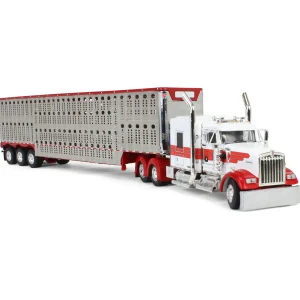 Manufacturer_DCP by First Gear Agricultural Trucks<1/64 Red & White Kenworth Truck with Wilson Livestock Trailer, DCP by First Gear