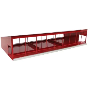 Manufacturer_Standi Toys Standi Toys<1/64 Red & White Metal Monoslope Cattle Barn with Gates and Feed Trough