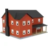 Outback Toys 3D Print & Small Accessories<1/64 Red Brick “Home Sweet Home” Farm House w/ Porch, Deck & Chimney, 3D Printed