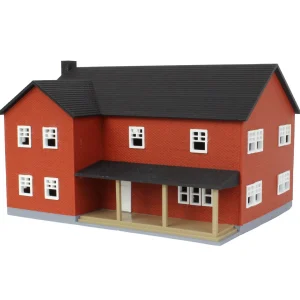 Outback Toys 3D Print & Small Accessories<1/64 Red Brick “Home Sweet Home” Farm House w/ Porch, Deck & Chimney, 3D Printed