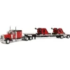 Manufacturer_DCP by First Gear Implements<1/64 Red Bush Hog Peterbilt 379 63" Flattop Sleeper w/ Transcraft Deck Trailer & 2 Bush Hog Wing Mowers