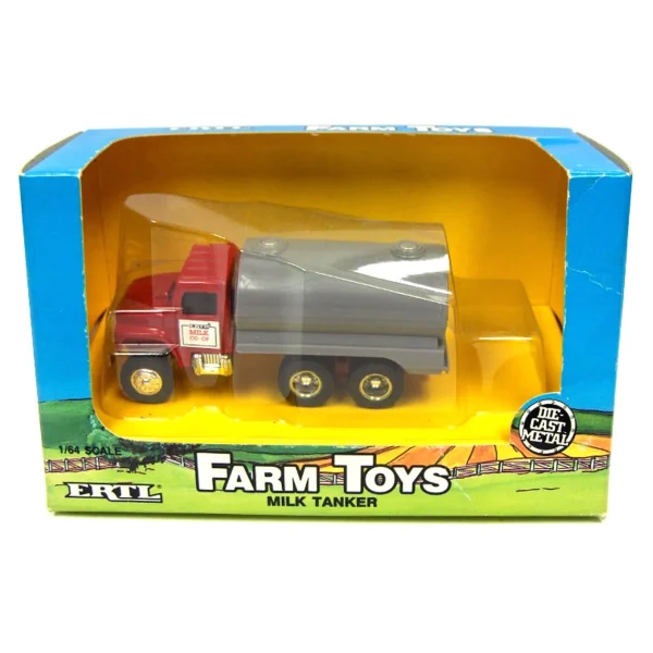 Manufacturer_ERTL Tanker Trucks<1/64 Red Cab Milk Tanker Tandem Axle Truck by ERTL