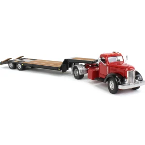 Manufacturer_SpecCast Lowboys & Flatbeds<1/50 Red International KB-8 with Tandem Axle Lowboy Trailer