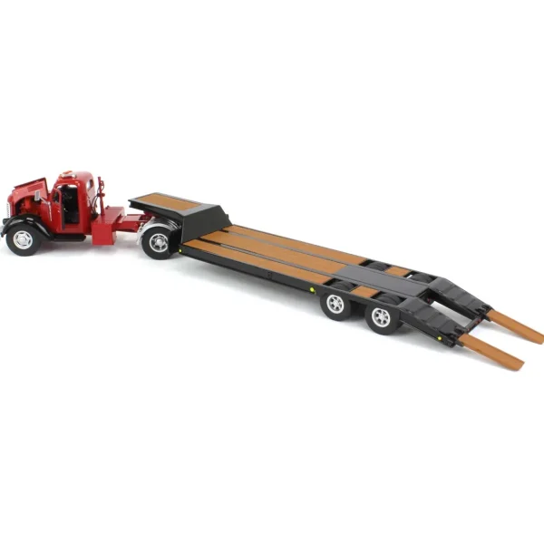 Manufacturer_SpecCast Lowboys & Flatbeds<1/50 Red International KB-8 with Tandem Axle Lowboy Trailer