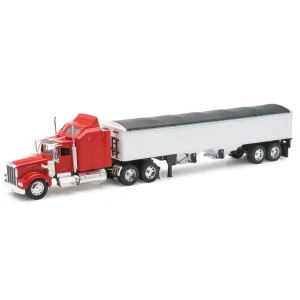 Manufacturer_New Ray Toys Inc. Agricultural Trucks<1/32 Red Kenworth W900 Semi with Grain Hopper Trailer by New Ray